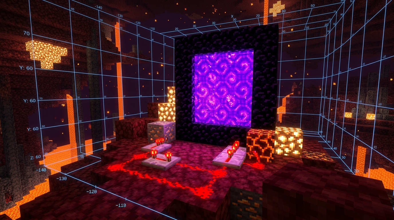 Minecraft Nether Travel, 3D Portal Math & Crafting Tree Guide